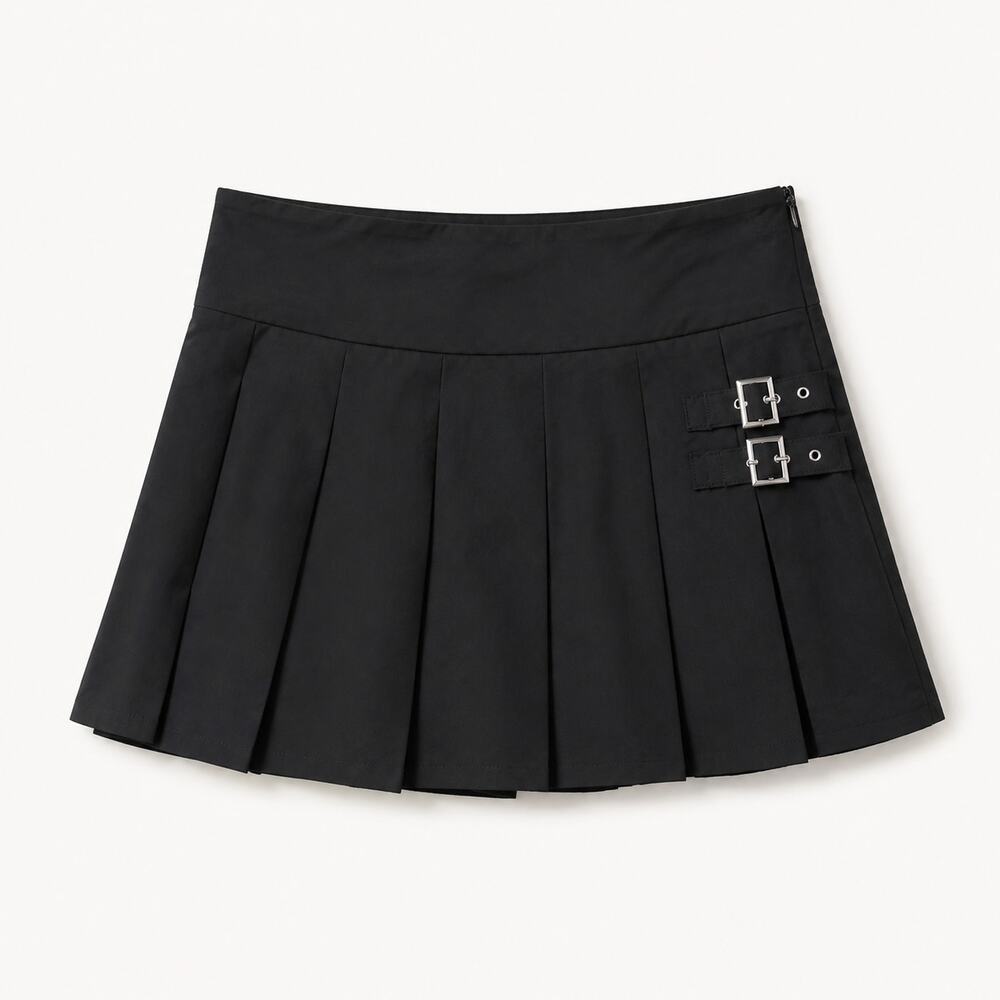 Halara Black Pleated Buckle Skort NWT Women's M Built-In Shorts Tennis Mini